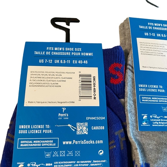 NWT 2 Pr Men’s Smurf Crew Socks - Picture 3 of 3